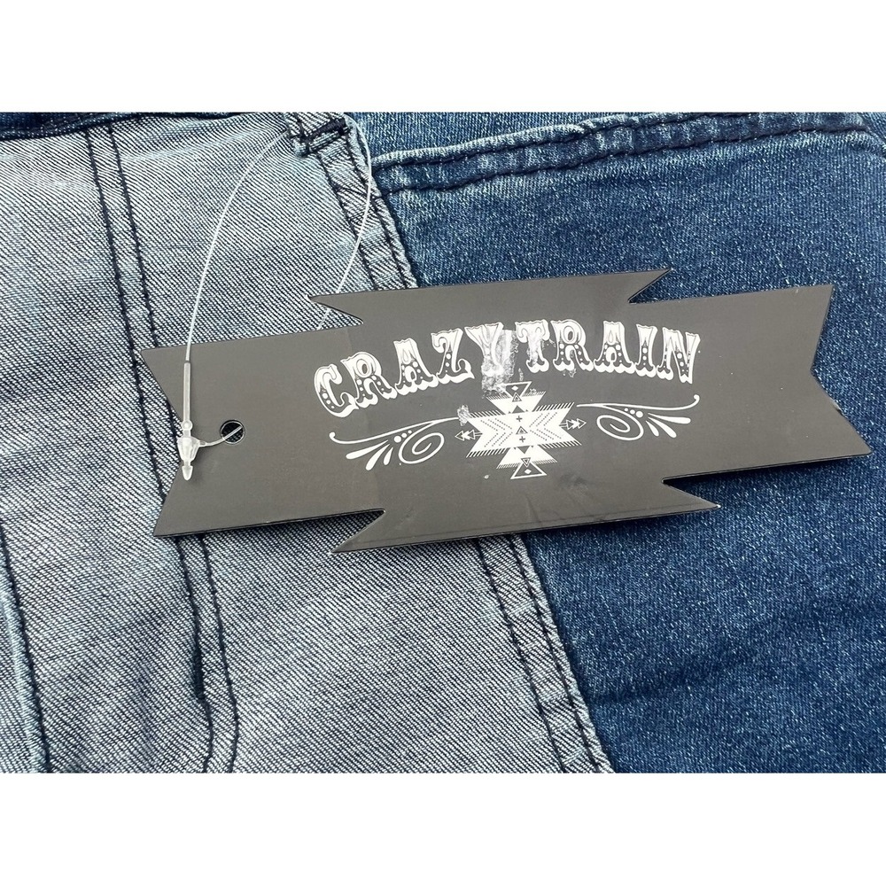 Crazy Train Shorts Denim Jean Western Cowgirl distressed Size Large Festival NWT - Picture 4 of 5